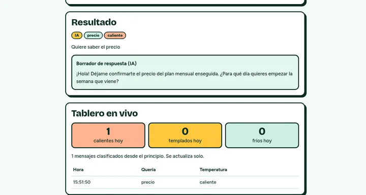 Clasifica un mensaje de cliente