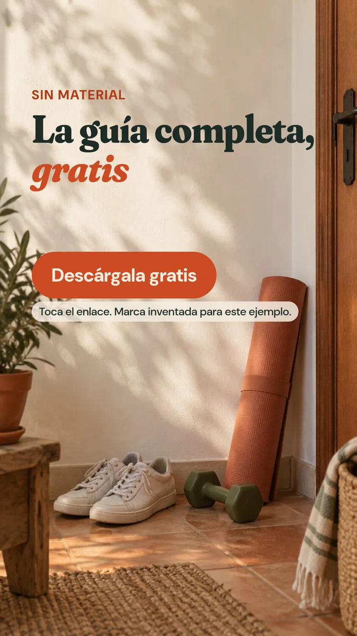 Story 3 de brío: llamada a la acción, con el aviso de marca inventada