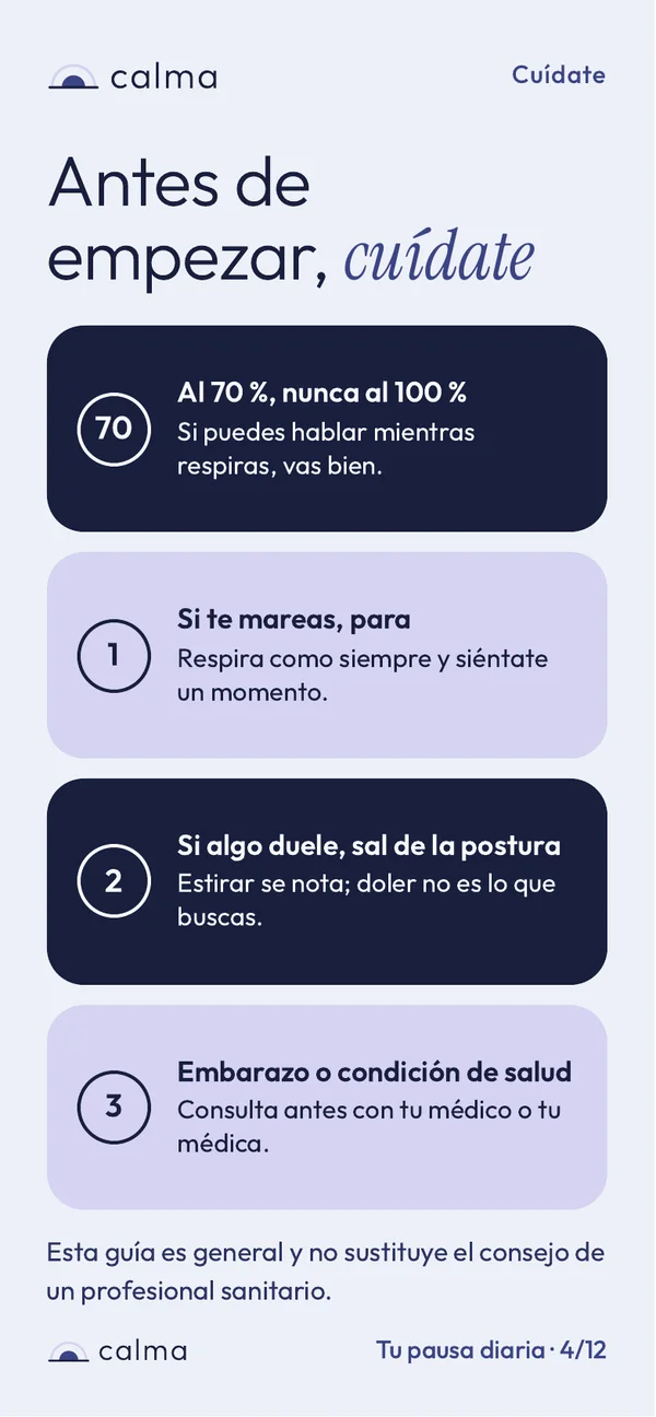 Página 4 de 12. Antes de empezar, cuídate: cuatro reglas de seguridad
