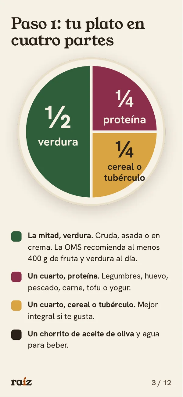 Página 3 de 12 de la guía de Raíz. Paso 1, el plato
